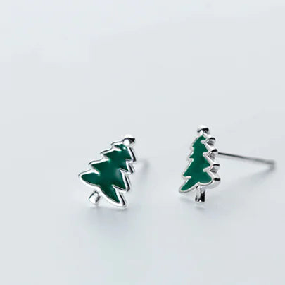S925 Silver Mini Christmas Tree Earrings