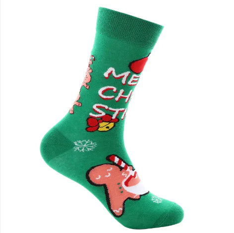 Santa-Themed Festive Cotton Socks