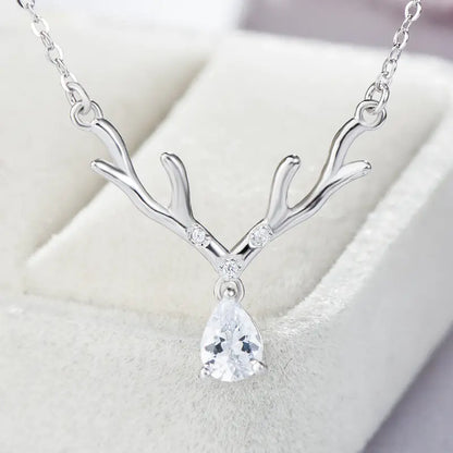 Christmas Deer Pendant - Elegant 925 Silver Necklace