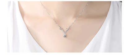 Christmas Deer Pendant - Elegant 925 Silver Necklace