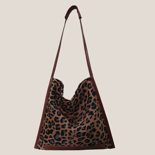 Leopard Print Canvas Shoulder Bag