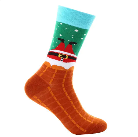 Santa-Themed Festive Cotton Socks