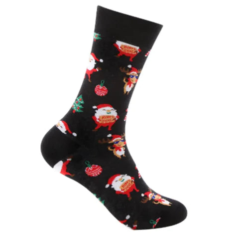 Santa-Themed Festive Cotton Socks
