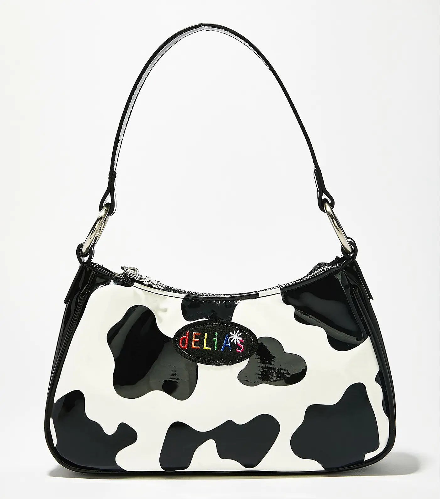 Vintage Cow Print Baguette Bag