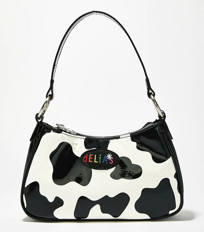 Vintage Cow Print Baguette Bag