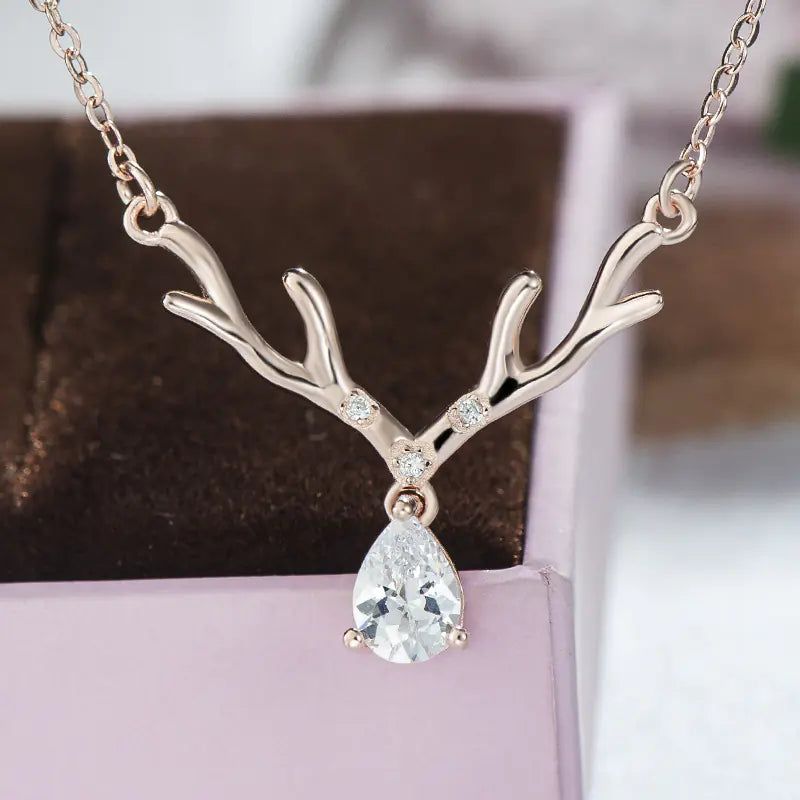Christmas Deer Pendant - Elegant 925 Silver Necklace