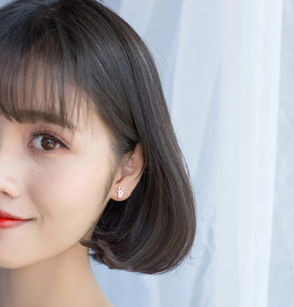 S925 Silver Christmas Earrings - Santa and Reindeer Design