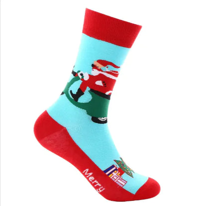 Santa-Themed Festive Cotton Socks