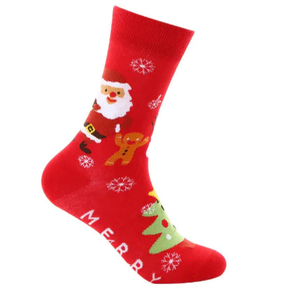 Santa-Themed Festive Cotton Socks