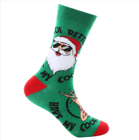 Santa-Themed Festive Cotton Socks
