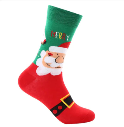 Santa-Themed Festive Cotton Socks