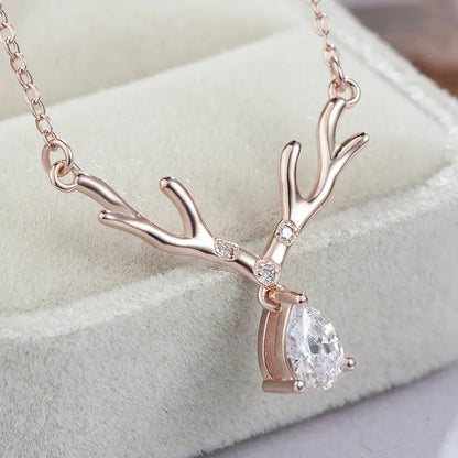 Christmas Deer Pendant - Elegant 925 Silver Necklace